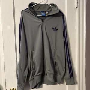 Adidas Gray Purple Track Jacket XL Classic Trifoil